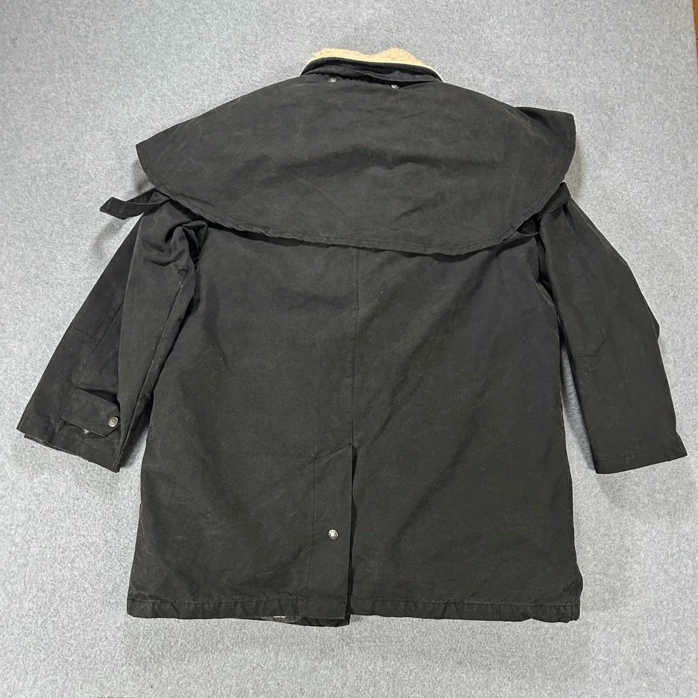 Australian Outback Collection Duster Jacket Mens L Black Waxed Cotton Vintage
